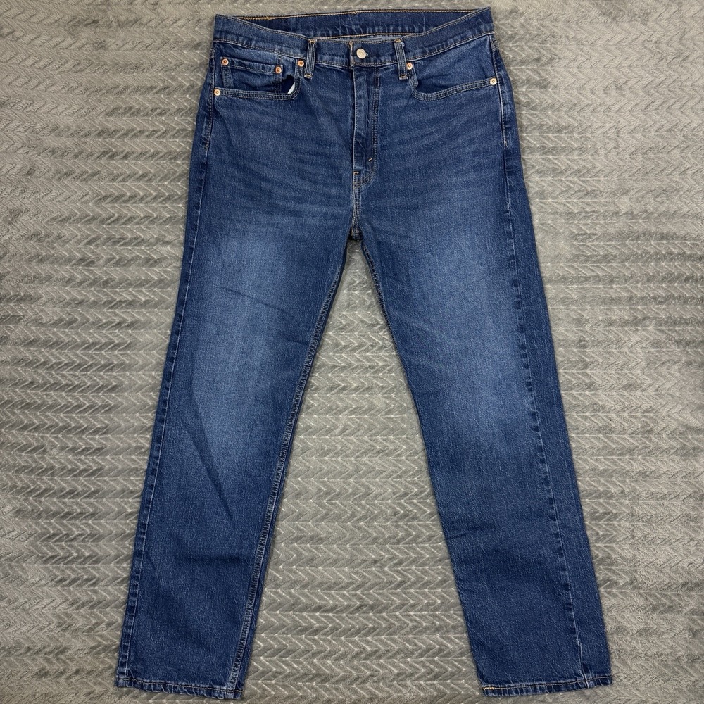 Levis 505 Jeans Men 36 Blue Denim Regular Fit Logo Cotton Mid Rise 36x31